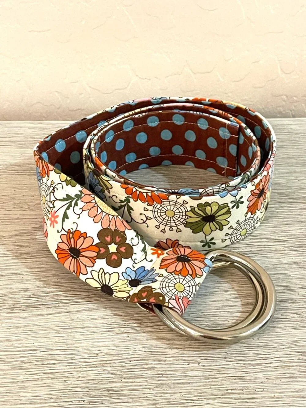 Belly Loops Fabric Belt Floral Dot Multi Brown Blue